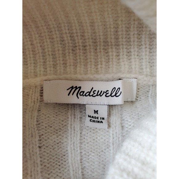 Madewell Color Block Turtleneck Sweater Women's Medium Cream Brown Blue - Picture 3 of 5